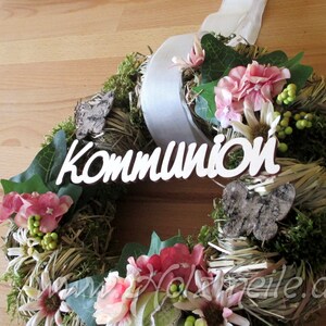 Lettering communion without door wreath, table decoration, floristry, first communion image 2