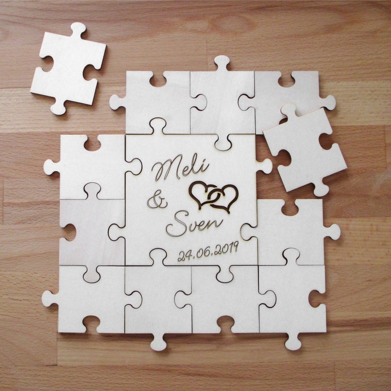 Wooden WeddingGuest Puzzle 8cm image 3