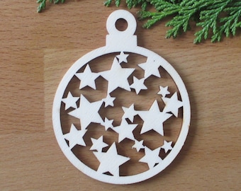 Gift tag ball star Felix made of wood, tree decoration