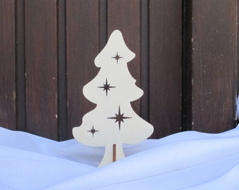 Glitter star Christmas tree made of wood, Christmas decoration idea for windows and shelves