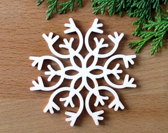 Snowflake Greenland made of wood, candle coaster, tree decoration