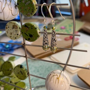 Olivine Earrings: Dainty. Delicate. Stunning. Olivine. Sterling Silver. Gift for Mom. Gift for girlfriend.