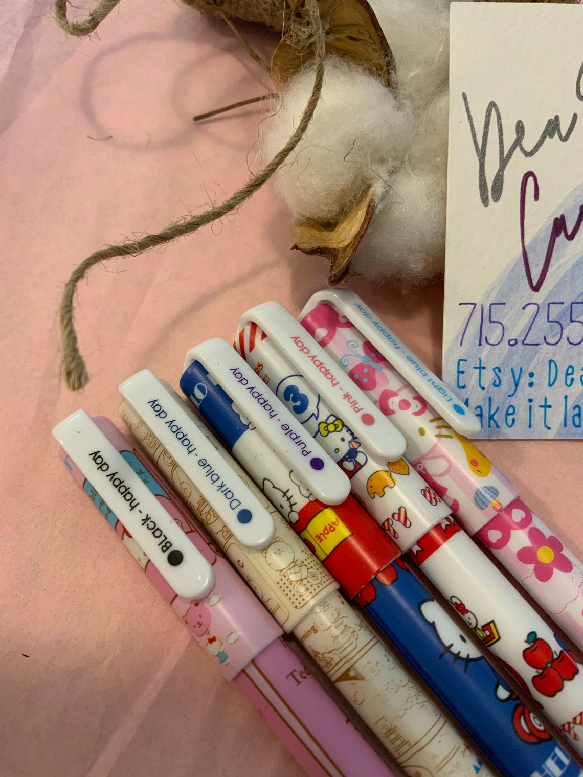 HELLO KITTY 5color pen set Gel 0.5mm Smooth Ink Drawing Etsy