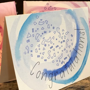 Aquarelle Félicitations ! | Jeu de 3 cartes | Fait main |
