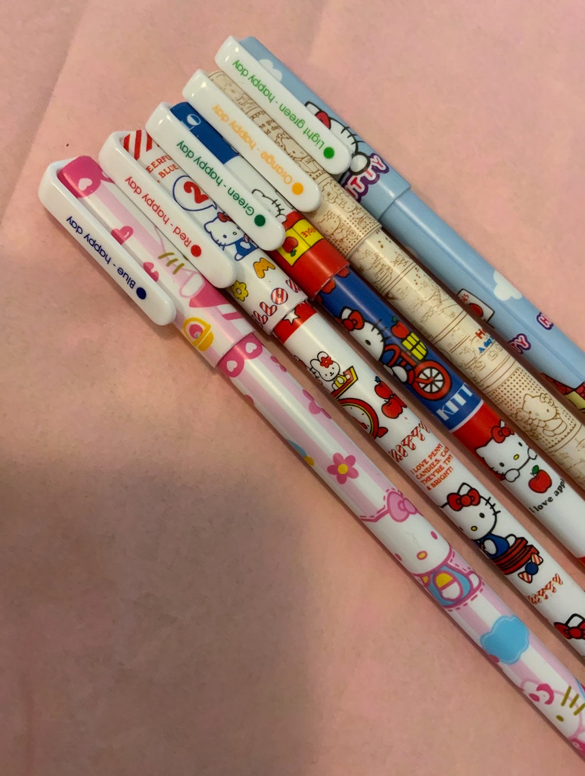 HELLO KITTY 5color pen set Gel 0.5mm Smooth Ink Drawing Etsy