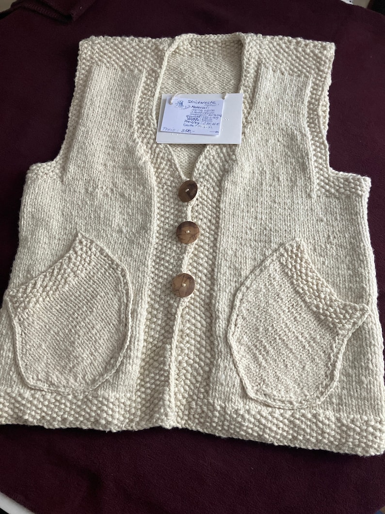 Knitted vest pure wool pure handwork 1 image 1