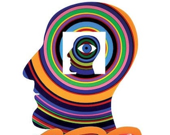 Head sculpture, Head within a head, free standing sculpture by David Gerstein, Modern art sculpture colorful free shipping