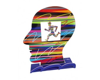 Head sculpture, Head Runner, by David Gerstein, Modern art sculpture, tabletop sculpture, colorful sculpture  free shipping
