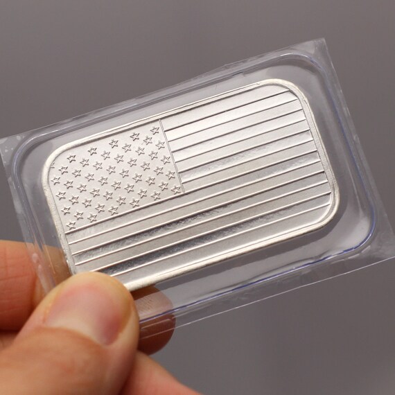 TEN 1 oz 999 Fine SilverTowne Silver Bar American Flag Design
