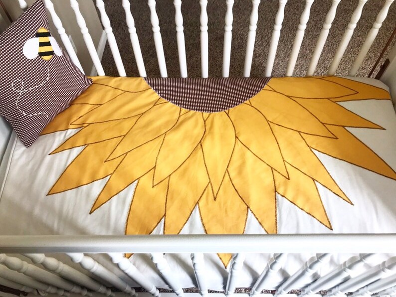 Sunflower Crib Quilt Bedding Floral Crib Bedding Sunflower Etsy