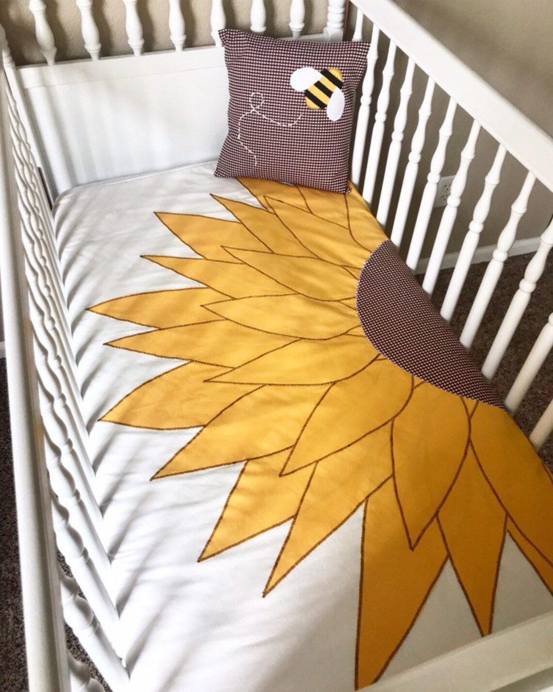 Sunflower Crib Quilt Bedding Floral Crib Bedding Sunflower Etsy