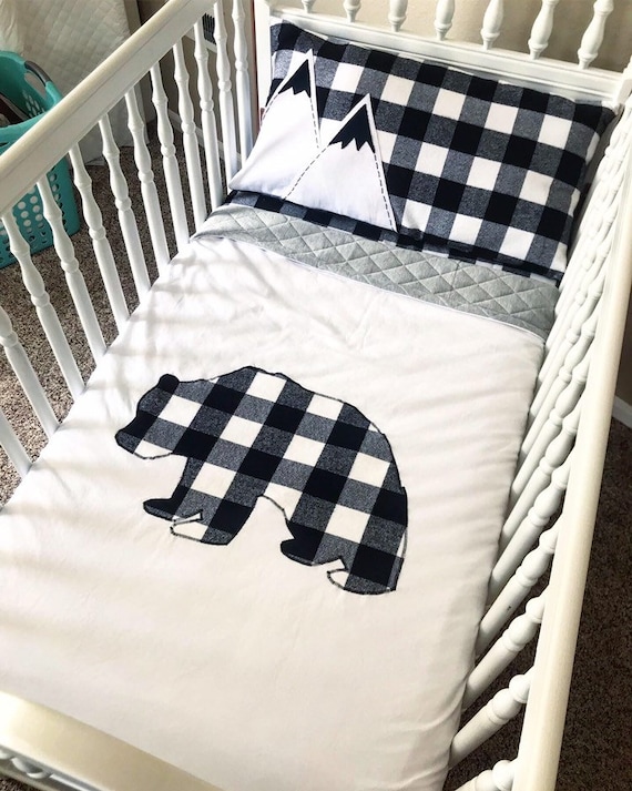 black and white buffalo plaid crib sheet