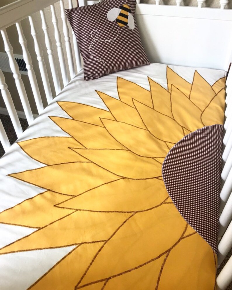 Sunflower Crib Quilt Bedding Floral Crib Bedding Sunflower Etsy