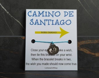 Camino de Santiago Wish Bracelet ~ Scallop Wish Bracelet ~ Choose Finish Choose Cord Color ~ Wish String ~ Made to Order