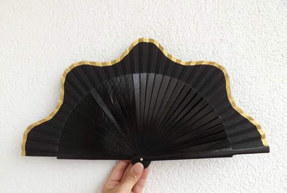 Wood Fabric ~ Made to Order MTO Std White Fret Three Tone Grey Wooden Hand Fan ~ Traditional Spanish Fan Folding Fan
