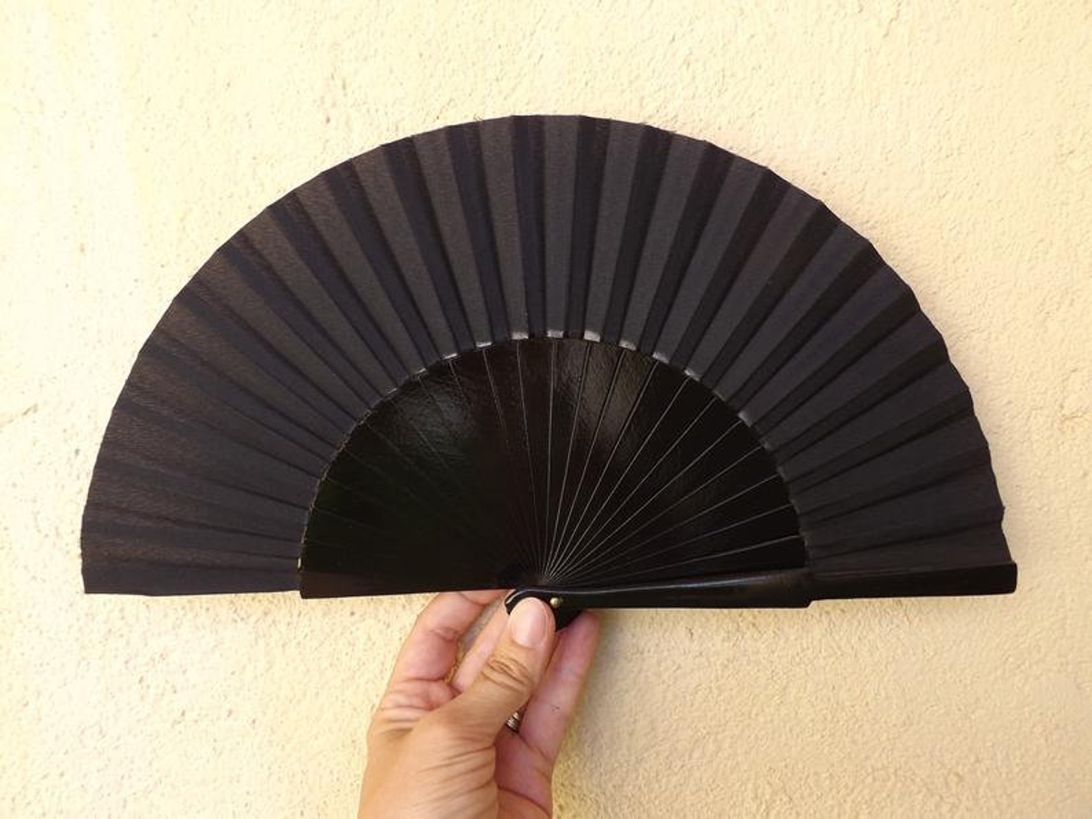 BLACK Hand Fan Choose Size Choose Finish Plain Fan Etsy