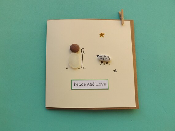 Pebble Chicks ~ Painted Pebble ~ Pebble Art Cards ~ Blank Inside ~ Sea Glass Art ~ Christmas Card ~ Choose Design ~ Ready to Ship
