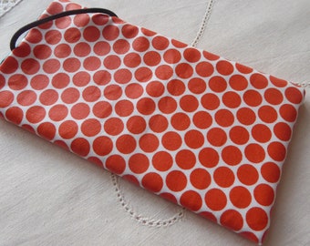 Mobile phone bag "dots oilcloth" sewn to your desired size, orange, washable, free shipping :)