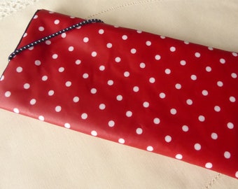 Cell phone case "Dots Oilcloth" sewn to your desired size, red and white dots, washable, free shipping :)