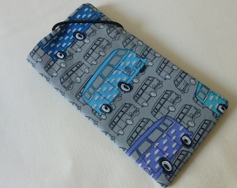 Bulli, mobile phone case sewn to your desired size, Bullis, T1, bus, car, retro, cult, gray and black, with rubber fastener, free shipping :)