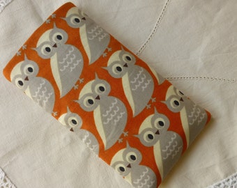 Owls, sewn to your specifications, mobile phone case with owl, Japanese owls, owls in winter, owl, with rubber closure, free shipping