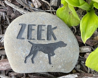 Personalized Pet Memorial Stone, Silhouette, Engraved Dog Keepsake, Pet Loss Rock, Pet Gravestone, Remembrance Gift, Tribute to Beloved Pet