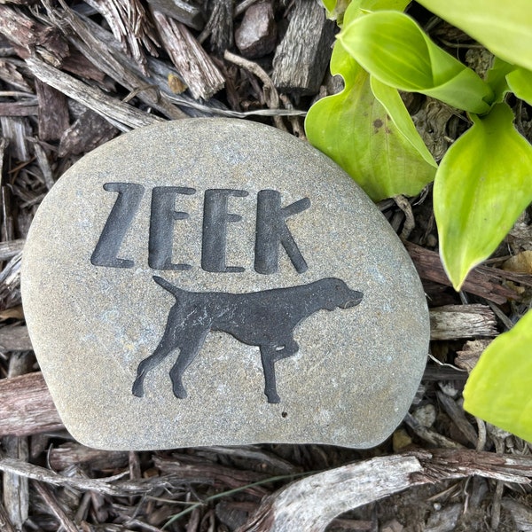 Personalized Pet Memorial Stone, Silhouette, Engraved Dog Keepsake, Pet Loss Rock, Pet Gravestone, Remembrance Gift, Tribute to Beloved Pet