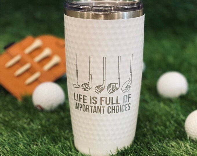 Golf Ball Dimple Tumbler, Engraved Golf Gift, Personalized Golf Ball