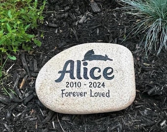 Personalized Pet Memorial Stone, Silhouette Engraved Cat Keepsake, Pet Loss Rock, Gravestone/Headstone Remembrance Gift, Tribute Beloved Pet
