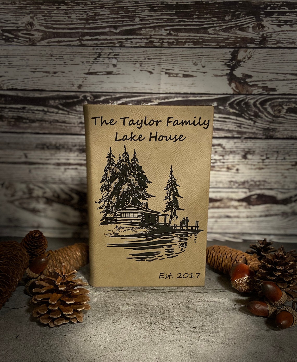 Lake House Guest Book Leather Guest Book Personalize Cabin Etsy