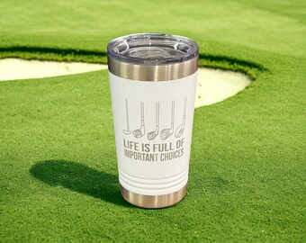 Golf Tumbler, Engraved Golf Gift, Personalized Golf Insulated Cup, Golfers gift, Golf Coffee Cup, Custom Golf travel mug