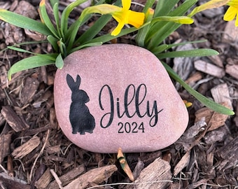 Engraved Rabbit Memorial Stone: Pet Loss Sympathy Gift