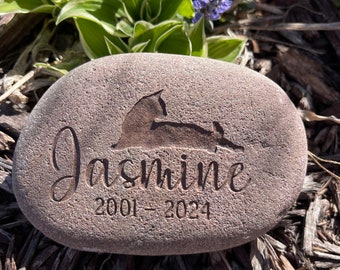 Personalized Pet Memorial Stone, Silhouette, Engraved Cat Keepsake, Pet Loss Rock, Pet Gravestone, Remembrance Gift, Tribute to Beloved Pet