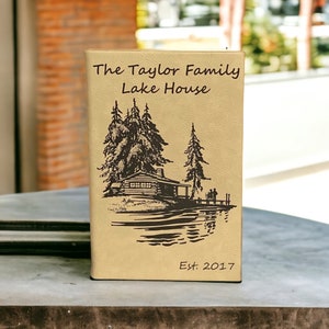 Personalized Lake House Guest Book: Engraved Leatherette Cabin Decor