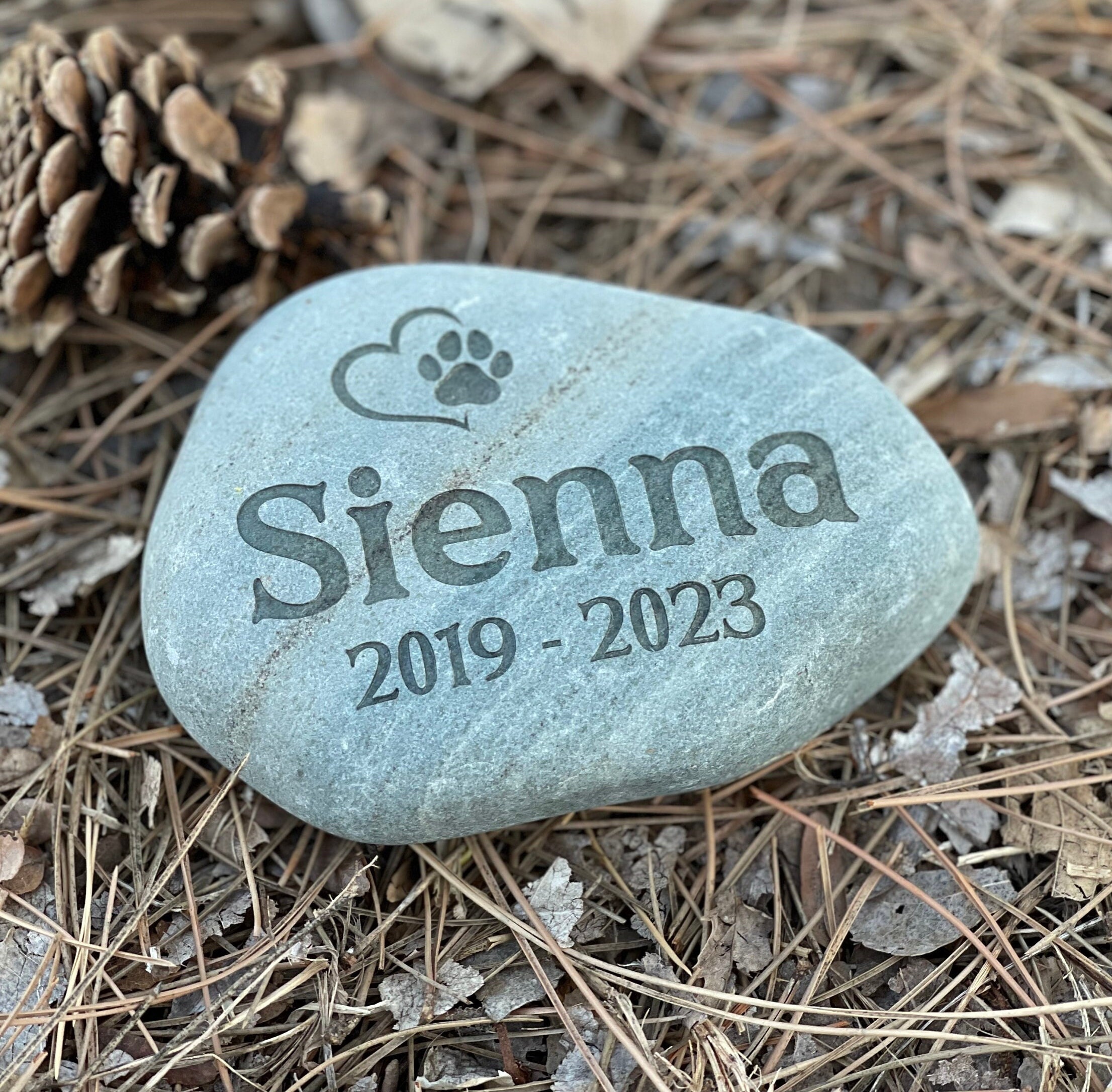 Personalized Pet Memorial Stone, Custom pet keepsake, Remembrance Gift, In Memory of Cat or Dog, Animal Lover, Natural River Rock Memorial