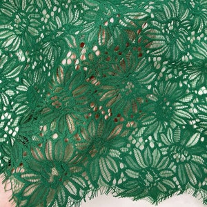 Groene kantstof, groene Franse bruidskant, bruidskantstof per meter J77912