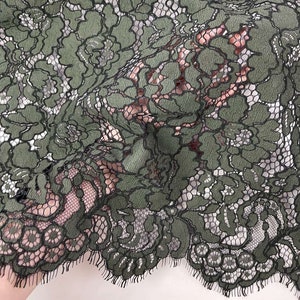 Tela de encaje verde, verde con hilo negro, encaje de boda francés, tela de encaje nupcial por metro L54519