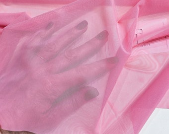 Tela de tul elástico rosa salmón, tela de tul elástico rosa por metros, ancho 145 cm, T13169