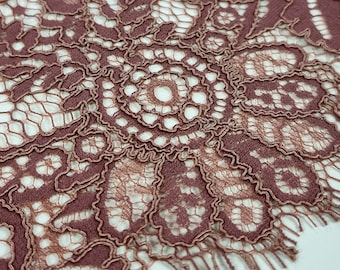 Brown lace, Spanish Alencon lace fabric by the meter, LN8801