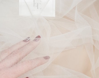 White tulle fabric, 300 cm wide tulle fabric by Lace To Love, milk white tulle fabric, off-white tulle fabric by the meter, HT1016