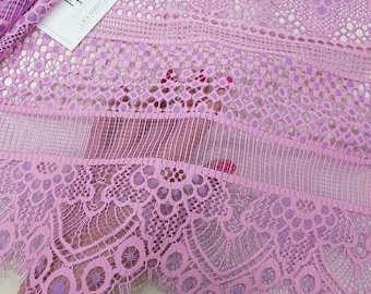 Purple Lace Fabric, Violet French Lace, Bridal Lace, Wedding Lace, Veil Lace, Eyelash Lace, Lingerie Lace, LL59731