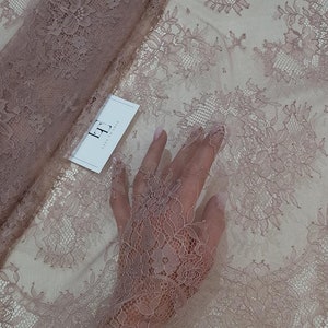 Tissu en dentelle violette, dentelle française Chantilly, dentelle de mariée, dentelle de mariage, dentelle de voile, dentelle de cils, dentelle de lingerie, LK3001