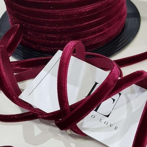 Ruban de velours bordeaux pour la décoration, l'artisanat et la mode, vendu au mètre, ST1050