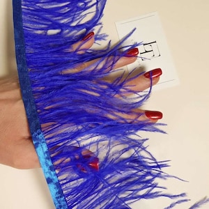 Royal blue natural ostrich feathers on a ribbon, MC037