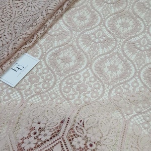 Tissu en dentelle beige, dentelle couleur chair, dentelle française, dentelle de mariage beige clair, tissu en dentelle ivoire au mètre L97772