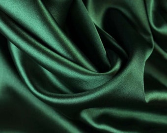 Green elastic satin fabric, emerald green elastic satin fabric by the meter, BL1005