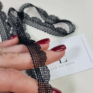 Borde de encaje negro con elastano, encaje negro vendido por metros, FL44001
