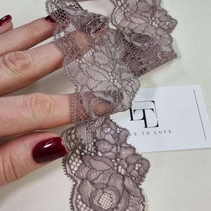 Elastico in pizzo viola, tessuto in pizzo color melanzana al metro, LL8731