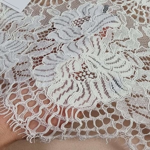 Tessuto di pizzo avorio, pizzo macrame francese bianco, pizzo da sposa color crema, tessuto di pizzo abito da sposa al metro LL62622