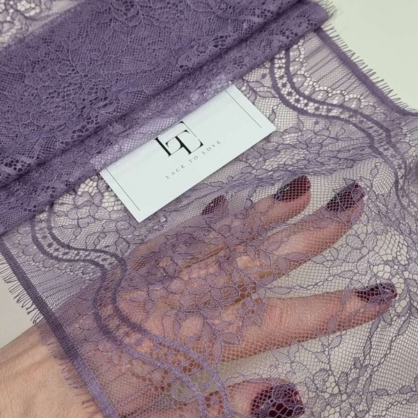 Purple lace trim, purple Chantilly lace ribbon, purple lace sold by the meter, L77182